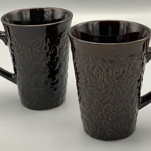 Lot of 2 KAHLUA Pernod Ricard USA Brown Textured Bean Coffee Mugs Cups 12 oz